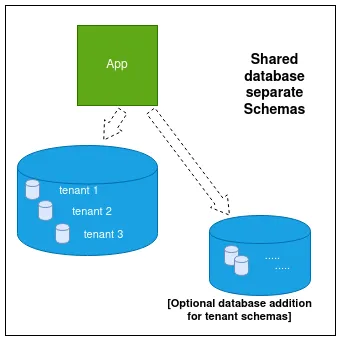 Shared database shared schema with an optional addition of databases